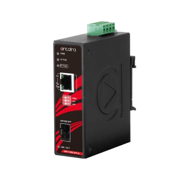 Compact Industrial Gigabit IEEE 802.3bt Ethernet-to-Fiber Media Converter, 1*10/100/1000TX PSE: 90W